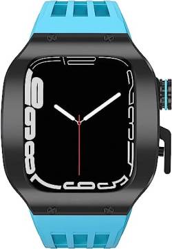 ONECMN Titan-Metall-Uhrenarmband, Mod-Kit, für Apple Watch 8/7/6/5/4/SE, Sport-Gummiband + Stahlschnalle, vollständiger Schutz, Stoßfängerabdeckung, für iWatch 45 mm / 44 mm Serie Upgrade (Farbe: B, von ONECMN