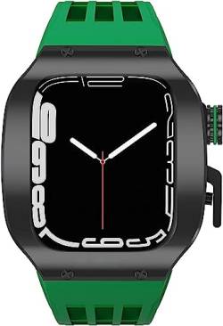 ONECMN Titan-Metall-Uhrenarmband, Mod-Kit, für Apple Watch 8/7/6/5/4/SE, Sport-Gummiband und Stahlschnalle, vollständiger Schutz, Stoßstangen-Abdeckung, für iWatch 45 mm / 44 mm Serie Upgrade, For von ONECMN