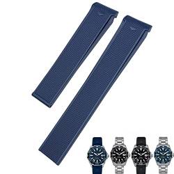 ONECMN Uhrenarmband aus Gummi, Silikon, 20 mm, 22 mm, für Tag Heuer Carrera Aquaracer F1, wasserdichtes Taucharmband, Schwarz / Blau / Braun, Blau ohne Schnalle, 22 mm von ONECMN