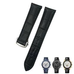 ONECMN Uhrenarmband aus gebogenem Rindsleder, 19 mm, 20 mm, 21 mm, passend für Omega Speedmaster Seamaster 300 AT150 Sxwatch Uhrenarmband, 19 mm, Achat von ONECMN