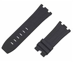 ONECMN Uhrenarmband aus natürlichem Fluorkautschuk, 28 mm, Uhrenarmband für AP-Armband für Audemars und Piguet Gürtel 15703 15710 15706 (Farbe: schwarzes Armband, Größe: 28 mm roséfarbene Schnalle) von ONECMN