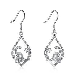 Dinosaur Earrings Sterling Silver Dino Dangle Drop Earrings Animal Jewelry Gifts for Women von ONEFINITY