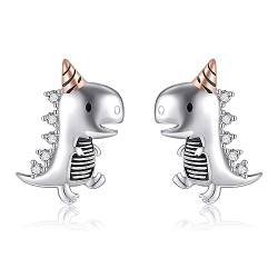 Dinosaurier Ohrringe 925 Sterling Silber Einhorn Dinosaurier Niedliche Tier Ohrringe Schmuck Geschenke Für Herren Damen von ONEFINITY