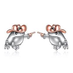 Frosch Ohrringe Aus 925 Sterling Silber Der Cowboy Frosch Ohrstecker Niedliche Ohrringe Für Frauen Schmuck Geschenk Für Herren Damen von ONEFINITY