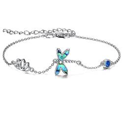 Libellen-Armband für Frauen, Sterlingsilber, Lotus-Libellen-Armband, verstellbar, Abalone-Muschel-Schmuck, Geschenke für Mädchen von ONEFINITY