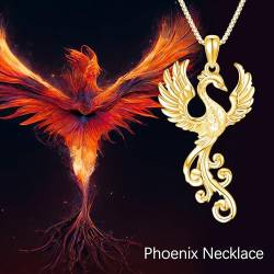 ONEFINITY 14K vergoldete Rising Phoenix Halskette 925 Sterling Silber Vogel Anhänger Charm Phoenix Schmuck Geschenke für Frauen Mädchen von ONEFINITY