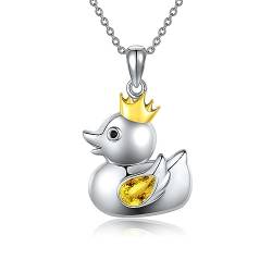 ONEFINITY Ente Kette 925 Sterling Silber Ente Anhänger Halskette Niedliche Ente Schmuck Geschenk für Damen Mädch von ONEFINITY