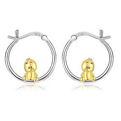 ONEFINITY Ente Ohrringe 925 Sterling Silber Ente Hoop Ohrringe Niedliche Ente Tierschmuck Geschenke Für Daman Mädchen von ONEFINITY