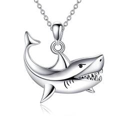ONEFINITY Hai Ketten 925 Sterling Silber Geschnittener Hai Ozean Tier Anhänger Schmuck Geschenk Für Damen Und Herren von ONEFINITY