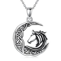 ONEFINITY Halskette mit keltischem Knoten, Sterlingsilber, Anhänger mit keltischem Pferd, Schmuck, Geschenke für Pferdeliebhaber von ONEFINITY