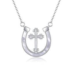 ONEFINITY Horseshoe Cross Necklace 925 Sterling Silver Horseshoe Cross Pendant Jewelry Gifts for Girls Women von ONEFINITY