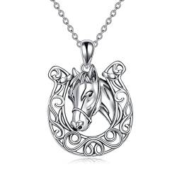 ONEFINITY Hufeisen Pferd Halskette 925 Sterling Silber Hufeisen Anhänger Glückspferd Schmuck Geschenke für Frauen Mädchen von ONEFINITY