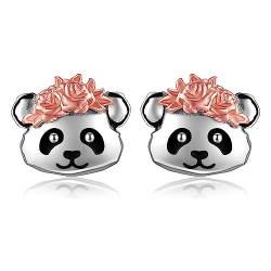 ONEFINITY Panda Ohrringe, 925 Sterling-Silber Panda mit Blumenstecker-Ohrringen, Schmuckgeschenke für Mädchen, Tochter, Frauen von ONEFINITY