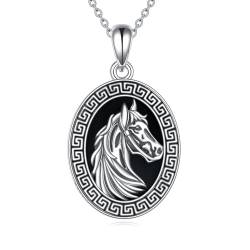 ONEFINITY Pferd Kette 925 Sterling Silber Pferd Anhänger Halskette Glückspferd Schmuck Geschenk Für Damen (pferd kette 1) von ONEFINITY