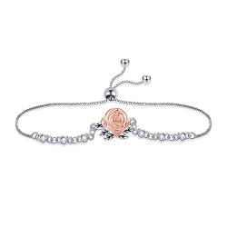 ONEFINITY Rosen-Armband für Damen, 925er Sterlingsilber, Rosenblüten-Schmuck, Geschenke für Mädchen, Freundinnen von ONEFINITY