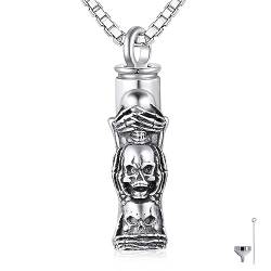 ONEFINITY Skull Asche Halskette für Männer 925 Sterling Silber Totenkopf Urne Anhänger Gothic Halskette Gedenkschmuck Geschenke von ONEFINITY