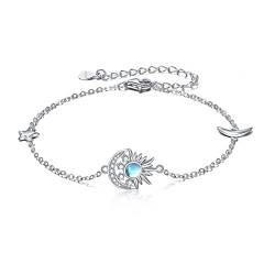 ONEFINITY Sonne Mond Stern Mondstein Armband 925 Sterling Silber Halbmond Charm Schmuck Geschenke für Frauen Mädchen von ONEFINITY