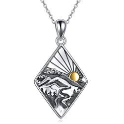 ONEFINITY Sun Mountain Halskette S925 Sterling Silber Natur Anhänger Schmuck Geschenk für Damen Herren von ONEFINITY