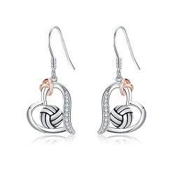 ONEFINITY Volleyball Ohrringe 925 Sterling Sliver Herz Dangle Ohrringe Sport Drop Ohrringe Schmuck Geschenke für Frauen Mädchen von ONEFINITY