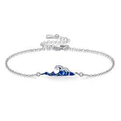 ONEFINITY Wellen Armbänder Aus 925Er Sterling Silber Wasserfest Ozean Strand Meer Sommer Inspirierend Verstellbare Kette Geschenk Für Herren Damen von ONEFINITY