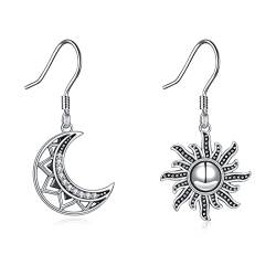 Sonne und Mond baumeln Ohrringe für Damen Mädchen Sterling Silber Halbmond Boho Wicca Schmuck Geschenk für Frauen von ONEFINITY