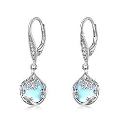 Teardrop Blatt Filigrane Mondstein/Türkis Ohrringe 925 Sterling Silber Ohrringe Hängend Schmuck Geschenk Für Damen Mädchen (Mondstein) von ONEFINITY