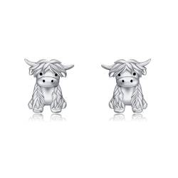 YAFEINI Highland Cow Studs Earrings 925 Sterling Silver Highland Cow Jewelry Gifts for Girls Daughter von ONEFINITY