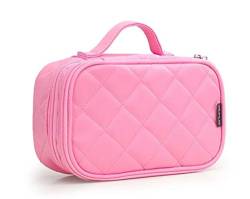 Kosmetiktasche, ONEGenug Makeup Tasche, Schminktasche Kosmetikbeutel 20 * 12 * 8 cm Doppelschicht mit Spiegel für Damen pink von ONEGenug