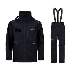 ONEWES MUKETA Angel-Regenanzug Atmungsaktiv und Wasserdicht Set aus Watjacke und Latzhose PRO Jacket Pants Suit(L, Schwarz) von ONEWES