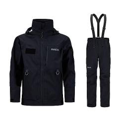 ONEWES MUKETA Angel-Regenanzug Atmungsaktiv und Wasserdicht Set aus Watjacke und Latzhose PRO Jacket Pants Suit(XXL, Schwarz) von ONEWES