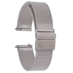 ONKUO Uhrenarmbänder Edelstahl Metall Smartwatch Watch Strap mit Schnellverschluss, Armbänder Ersatzarmband für Herrenuhr Damenuhr, Uhrenarmband Silber Schwarz 22mm 20mm 18mm von ONKUO