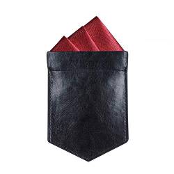 ONLVAN Einstecktuchhalter Leder Einstecktuch Halter für Herren Anzug Taschentuch, Schwarz, Mittel von ONLVAN