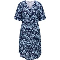 ONLY CARMAKOMA Blusenkleid, 3/4-lang, Ethno-Muster, für Damen, blau, 44 von ONLY CARMAKOMA