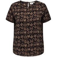 ONLY CARMAKOMA Blusenshirt Kurzarm Design Bluse Plus Size Curvy Shirt CARVICA Übergröße (1-tlg) 3906 in Braun von ONLY CARMAKOMA