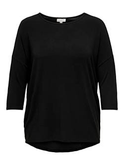 ONLY CARMAKOMA Damen 3/4 Arm T-Shirt Große Größen | Curvy Plus Size Longsleeve | Übergröße Oberteil, Farben:Schwarz, Größe:42-44 von ONLY Carmakoma