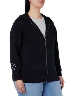 ONLY CARMAKOMA Damen CARCALLIE LS Zipper Hoodie JRS Sweatshirtjacke, Black/Detail:Glitter Print ON Sleeve, 50-52 Größen von ONLY Carmakoma