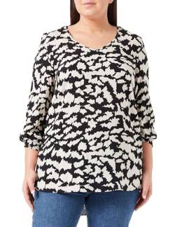 ONLY CARMAKOMA Damen CARNOVA Ditte Life 3/4 Smock TOP Bluse, Black/AOP:Distressed Cloud AOP, 44 DE/Groß von ONLY Carmakoma