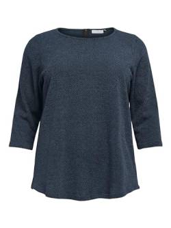 ONLY CARMAKOMA Damen Dünner Pullover Große Größen | 3/4 Arm Rundhals Shirt | Curvy Plus Size Übergröße, Farben:Blau, Größe:42-44 von ONLY Carmakoma