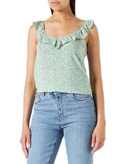 ONLY JdY Women's JDYSTARR Life Strap Frill WVN Top, Medium Green/AOP:Cloud Dancer Leaves, 38 von ONLY JdY