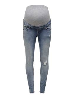 ONLY MATERNITY Damen Olmblush Mid Sk Ank Raw Dnm, Medium Blue Denim, S / 32L von ONLY MATERNITY