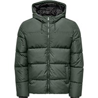 ONLY and SONS Winterjacke - ONSMELVIN LIFE HOOD PUFFER JACKET OTW VD - S bis XXL - für Männer - Größe L - dunkelgrün von ONLY and SONS