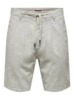 Herren O&S 7/8 Kurze Chino Shorts Gestreift Hose Regular Fit Leinen Trousers Oberschenkellang ONSLINUS von ONLY & SONS