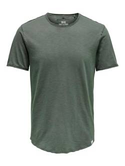 Herren O&S Rundhals T-Shirt Langes Einfarbiges Kurzarm Shirt Basic Shortsleeve aus Baumwolle ONSBENNE von ONLY & SONS