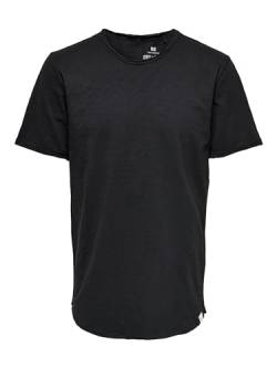 Herren O&S Rundhals T-Shirt Langes Einfarbiges Kurzarm Shirt Basic Shortsleeve aus Baumwolle ONSBENNE von ONLY & SONS