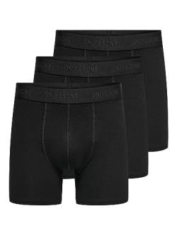 ONLY & SONS Herren Boxershorts ONSFITZ SOLID Black Trunk 3er Pack S M L XL XXL, Größe:XXL, Farbe:Black Black Waist & Black Logo 22028589 von ONLY & SONS