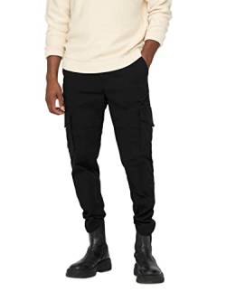 ONLY & SONS Herren Cargo Hose ONSDEAN Life - Tapered Fit - Schwarz W28-W38, Größe:30W / 34L, Farbvariante:Black 22025431 von ONLY & SONS