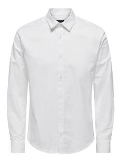 ONLY & SONS Herren Freizeit Hemd ONSANDY Slim Fit XS-XXL Schwarz Weiss Blau, Größe:M, Farbe:White 22026000 von ONLY & SONS