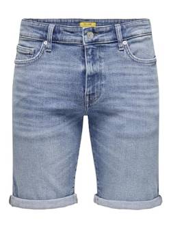 ONLY & SONS Herren Jeans Shorts ONSPly Denim Bermuda mit Aufschlag 22028772 Medium Blue Denim M von ONLY & SONS