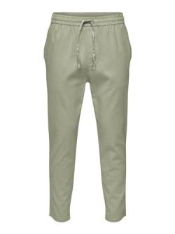 ONLY & SONS Herren O&S Relaxed Stoffhose Bequeme Leinen Baumwolle Pants ONSLINUS Freizeit Trousers mit Tunnelzug, Farben:Grün, Größe Hosen:XXL von ONLY & SONS