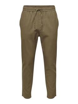 ONLY & SONS Herren O&S Relaxed Stoffhose Bequeme Leinen Baumwolle Pants ONSLINUS Freizeit Trousers mit Tunnelzug von ONLY & SONS